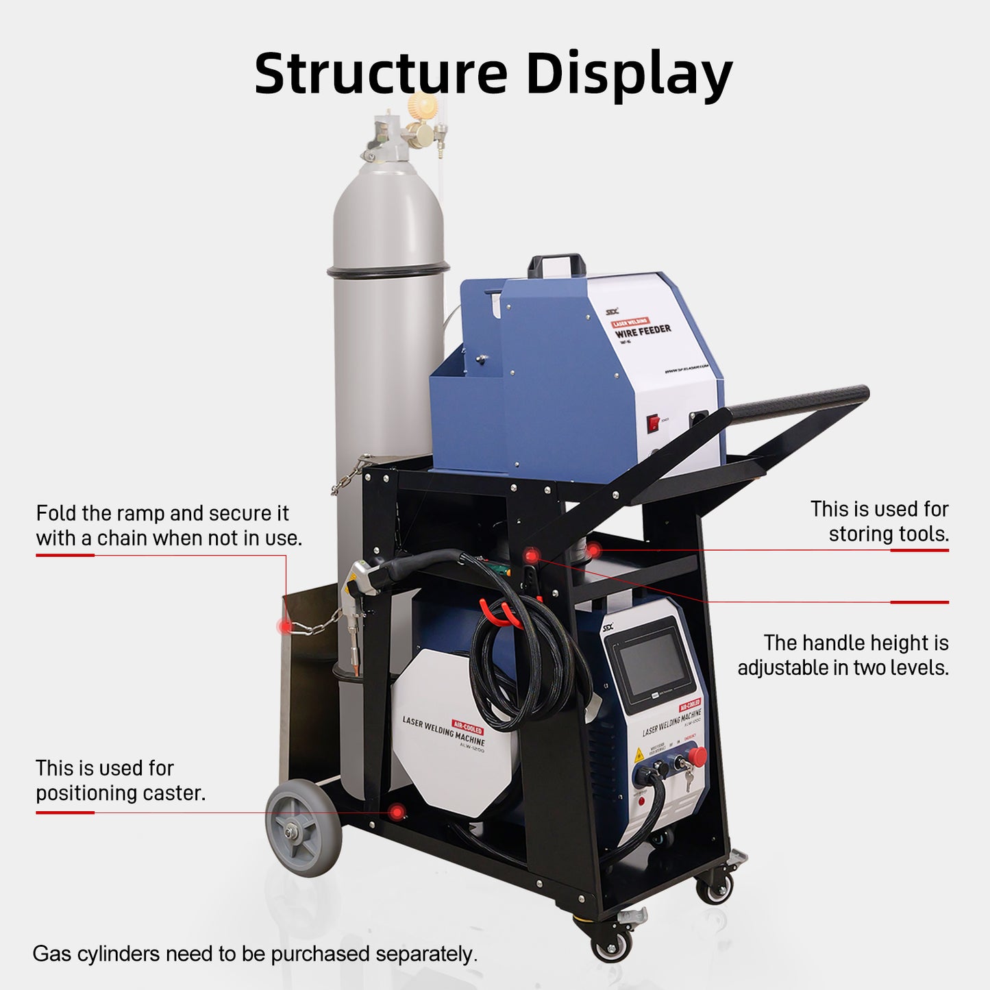 Heavy-Duty Portable Laser Welding Cart for SFX ALW-1200W Laser Welding Machine– Space Saving