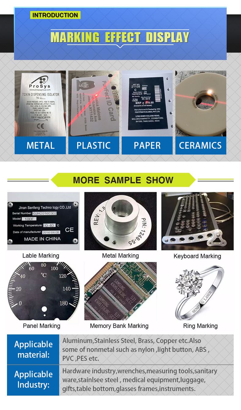 Enclosed Fiber Laser Engraver 20/30/50W Raycus Fiber Laser Marking Machine Engraving  Lens