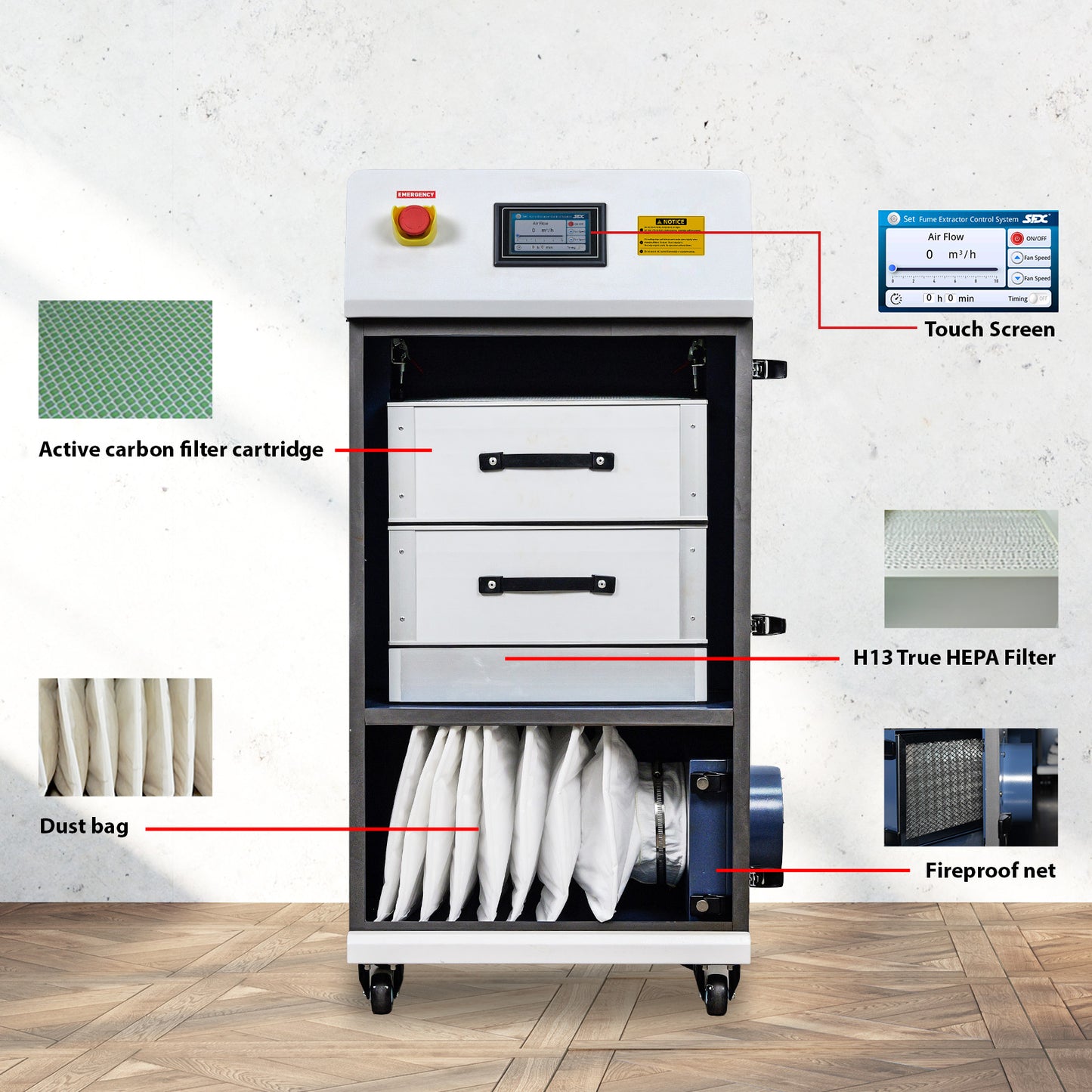 SFX 400L Industrial Laser Soldering Smoke Dust Purify Machine Fume Extractor Air Purifier