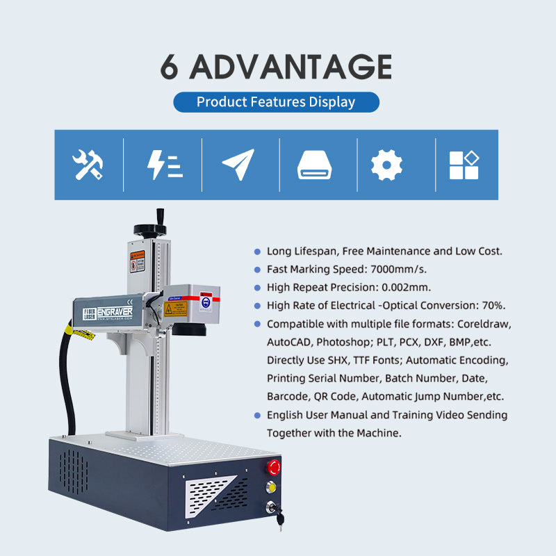 Fiber Laser Engraver 20/30/50W JPT Laser Marking Machines for Metal Portable Deep Engraver Lightburn Compatible