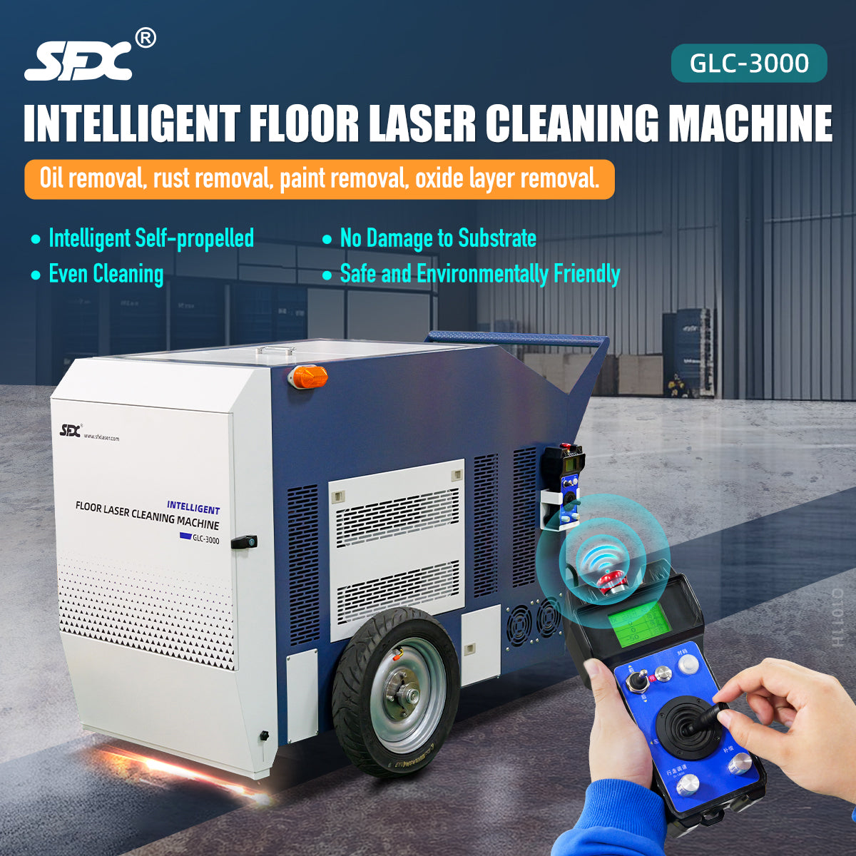 Intelligent Floor Laser Cleaning Machine 3000W Marble Floor Cleaning Machine Floor Rust Oil Remover on Metal/Stone