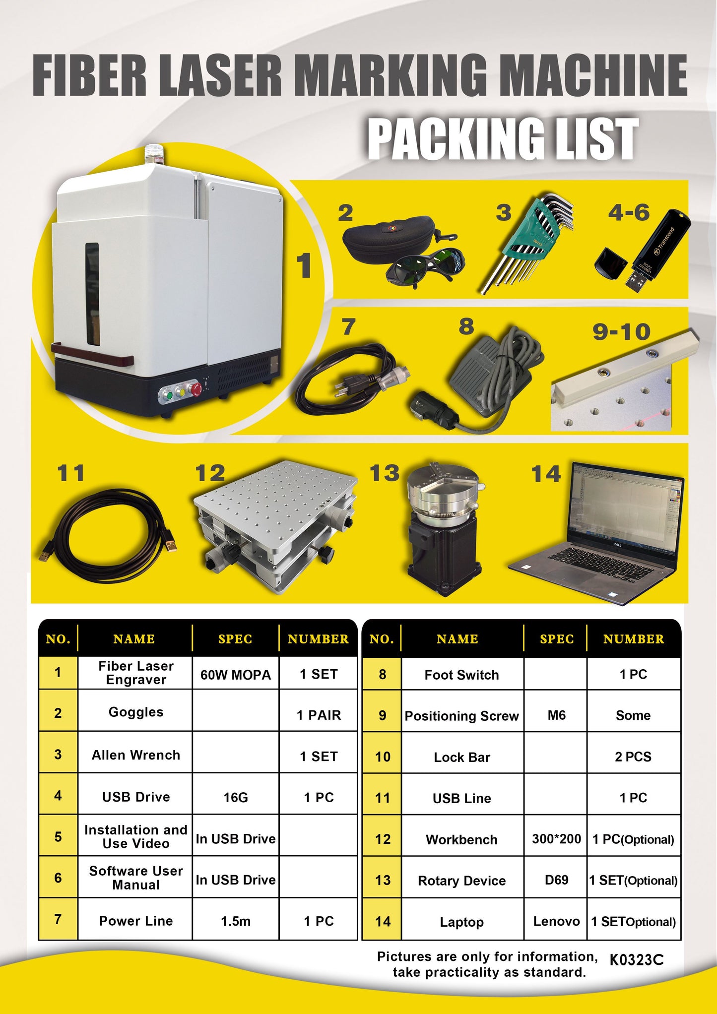 Enclosed Fiber Laser Engraver 20/30/50W Raycus Fiber Laser Marking Machine Engraving  Lens