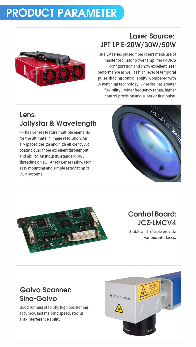 Enclosed Fiber Laser Engraver 20/30/50W Raycus Fiber Laser Marking Machine Engraving  Lens