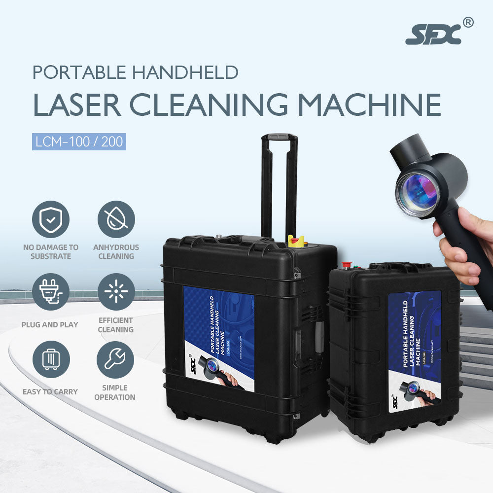 Used Portable 100W Laser Rust Remover Suitcase 100W Fiber JPT Laser Source Pulse Laser Cleaner Efficient Rust, Stain, Plating, and Oil Removal for Metals
