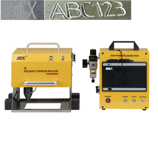 Pneumatic Metal Dot Peen Marking Machine 150x80mm(5.9x3.15inch) Metal Maker with Powerful Electromagnetic Base Pneumatic Portable Marking Machine