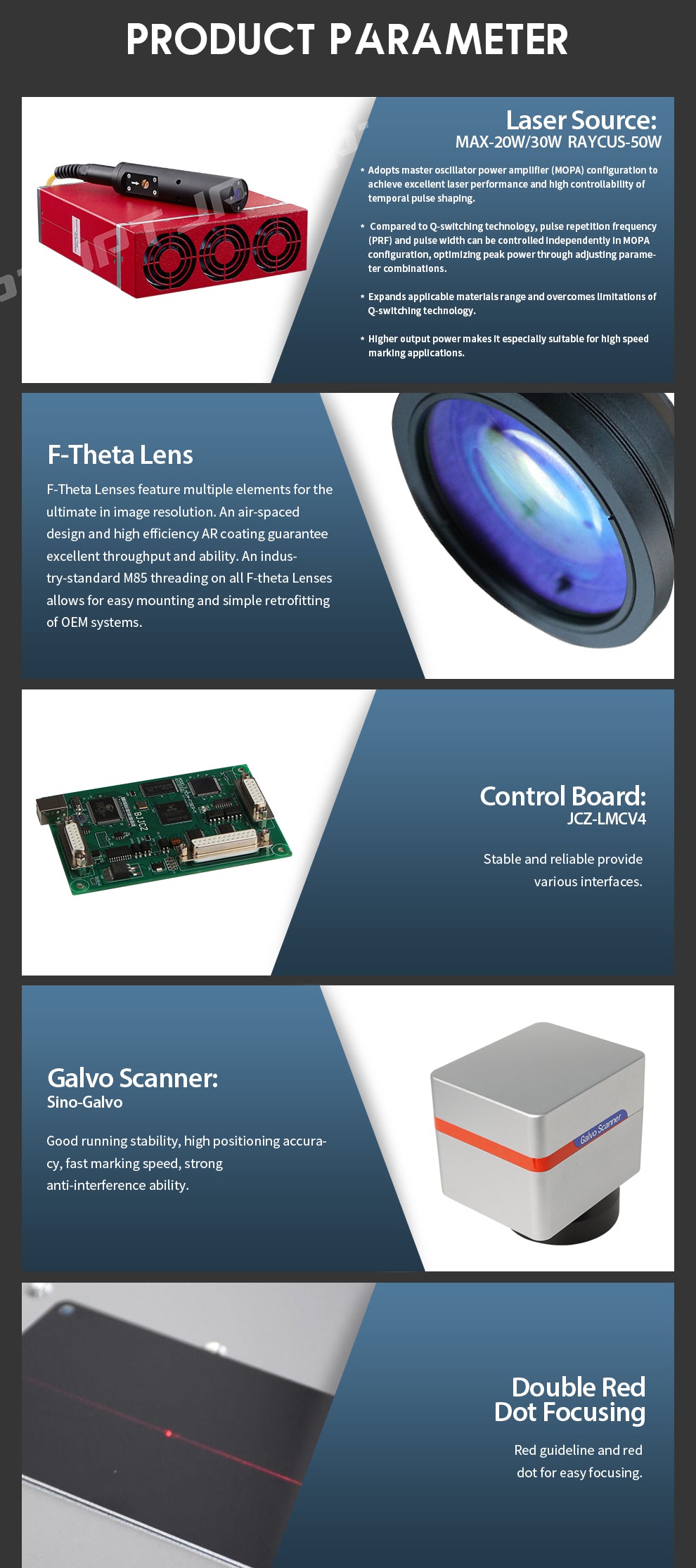 Fiber Laser Engraver 20/30/50W JPT Laser Marking Machines for Metal Portable Deep Engraver Lightburn Compatible