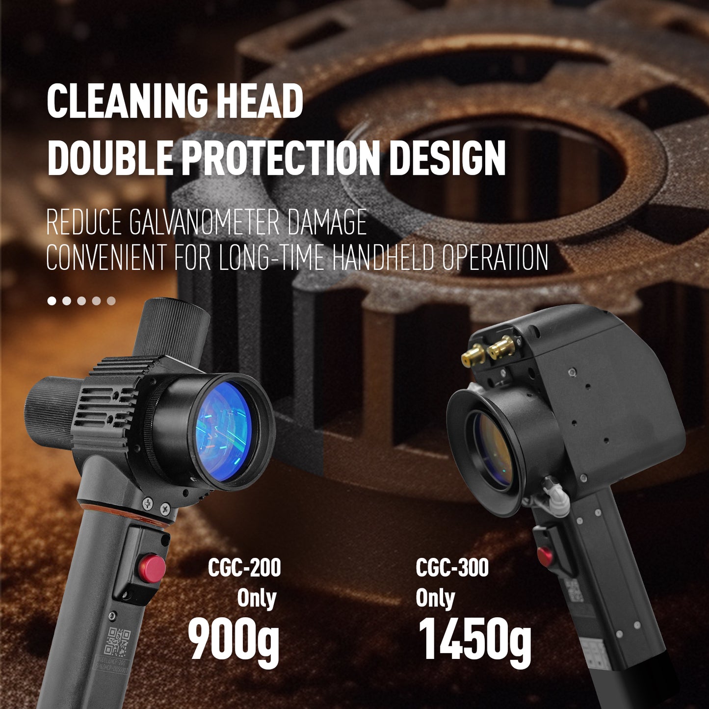 Off Road Pulse Laser Cleaner 300W Laser Rust Removal High Cleaning Efficiency Dual Cleaning Head Protection Suit Outdoor and Field Oil/Stains/Paint/Coating Cleaning