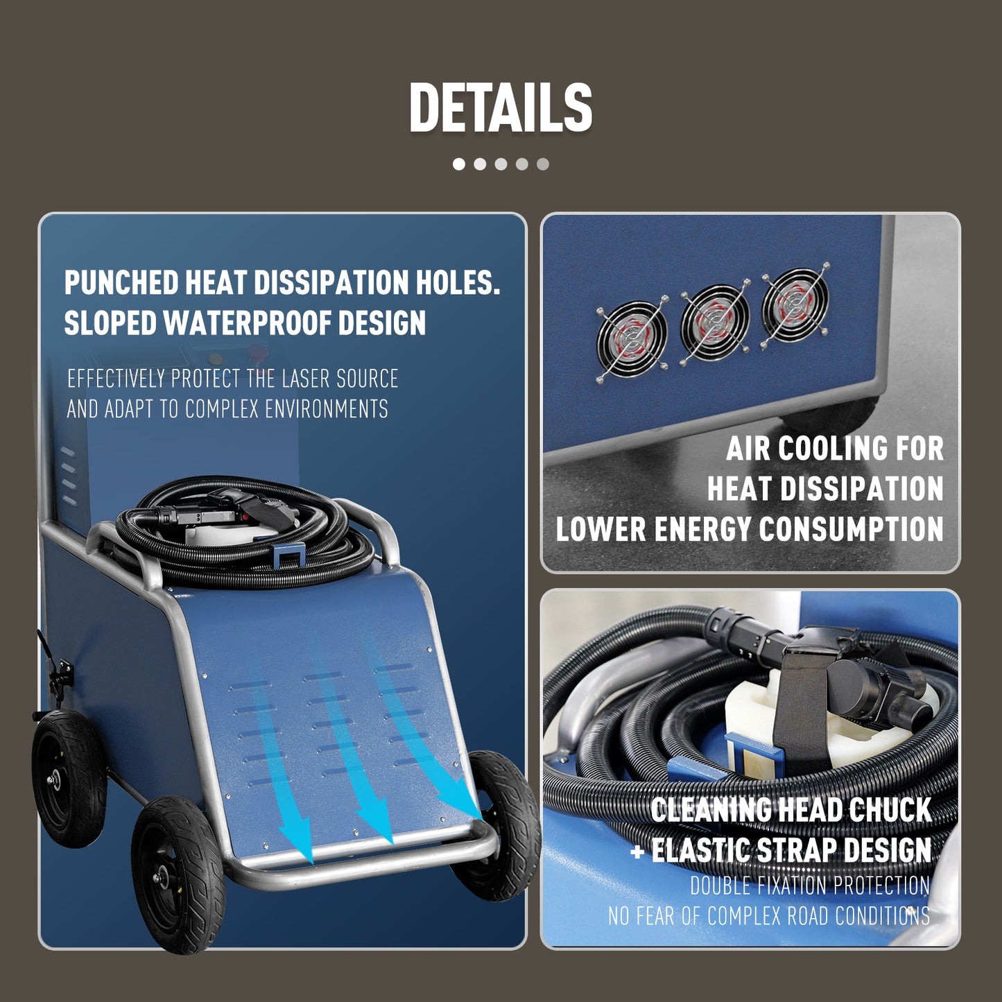 Off Road Pulse Laser Cleaner 300W Laser Rust Removal High Cleaning Efficiency Dual Cleaning Head Protection Suit Outdoor and Field Oil/Stains/Paint/Coating Cleaning