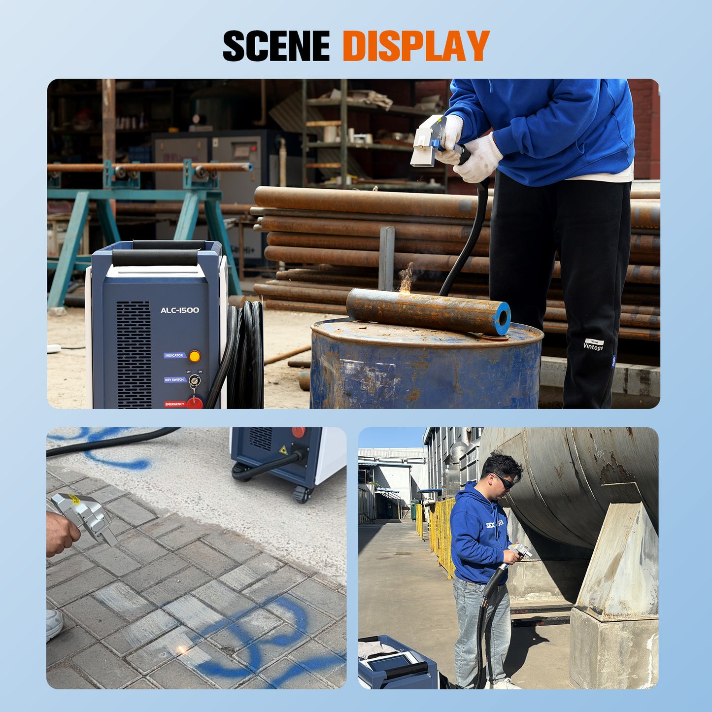 SFX Air Cooled Laser Cleaning Machine 250mm Wide Scan, Smart IoT Remote 1500W 220V CW Laser Cleaner – Handheld, Efficient Rust Removal, Portable Cleaning Machine for Metal & Wood