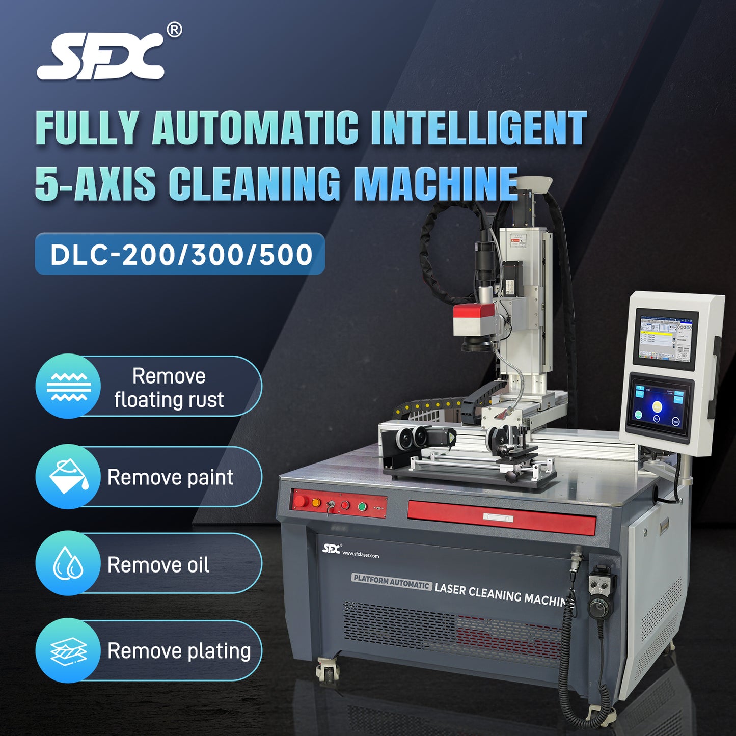 5 Axis Fiber Laser Cleaning Machine 300/500W Robot Automatic Multi mode 300*300mm Automatic fiber laser cleaner for Industrial Use Fiber Laser Metal Rust Removal Cleaning Machine