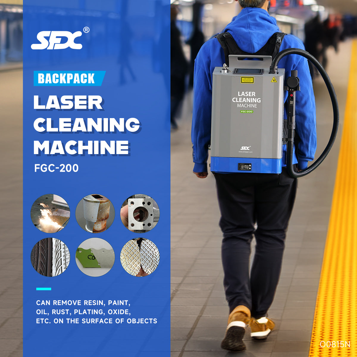 Backpack Laser Cleaning Machine 200W Laser Paint Removal 8 Cleaning Modes Battery/Power Suitable for Paint/Oil Removal