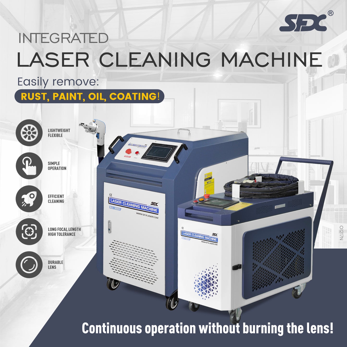 US STock SFX Laser Cleaning Machine for Rust Removal 1500/2000/3000W Continuous Handheld Fiber Laser Cleaning Machine for Rust Oil Paint Remover