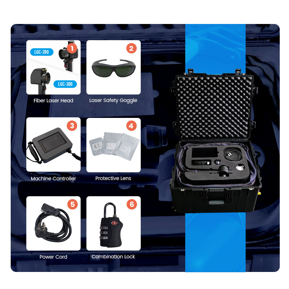 Pulse Laser Cleaner 200W/300W Handheld Laser Cleaning Machine 5M Cable Laser Rust Removal Tool Suitcase for Metal Rust Plating and Oil Removal