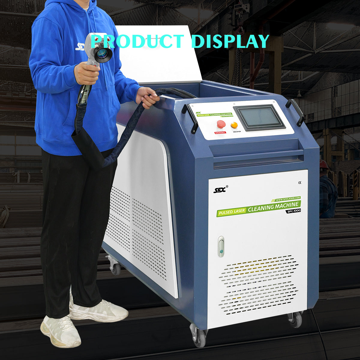 SFX Water Cooled Laser Handheld Cleaning Machine 500mm Wide Scan, Double Wobble Cleaning Head Smart IoT Remote 500/1000/2000W Laser Cleaner, Efficient Rust Removal, Portable Cleaning Machine for Metal