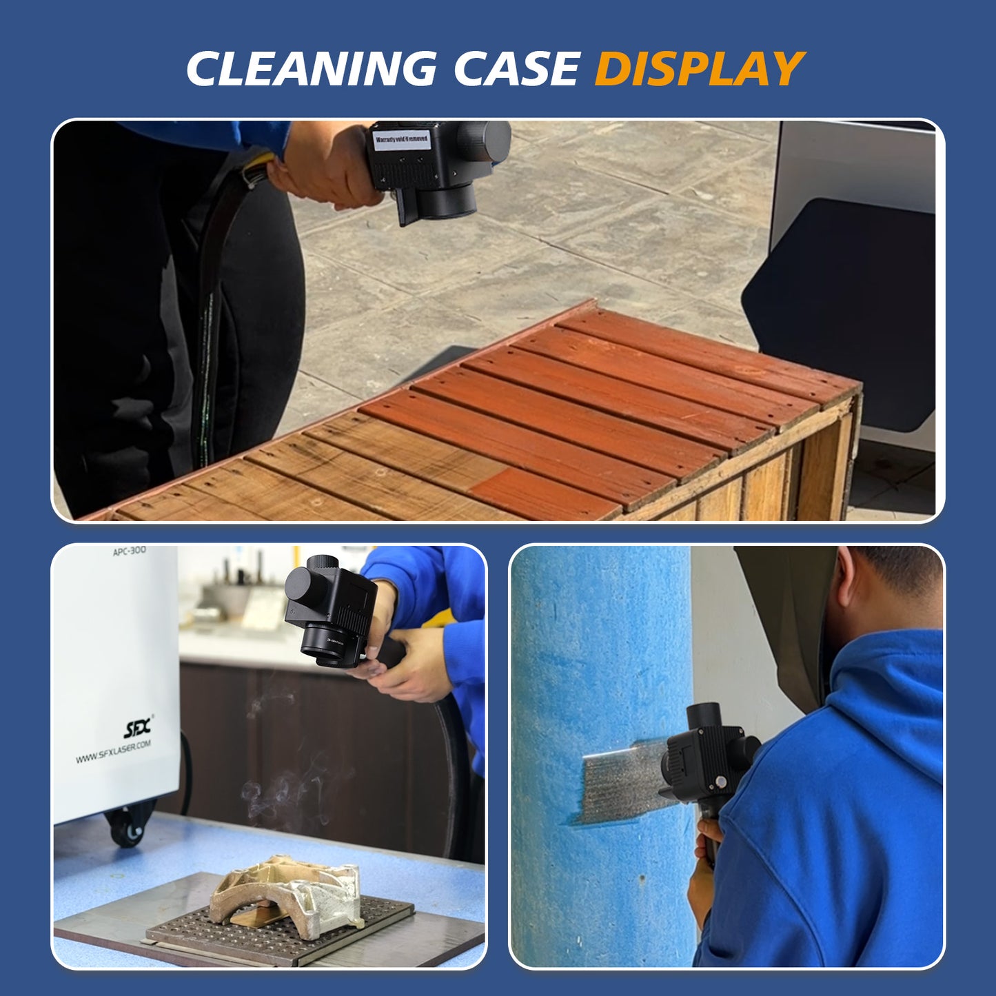 Air Cooled Laser Cleaning Machine for Wood, Rust & Paint 300W 500W Portable Pulse Laser Stripping Machine For Furniture Restoration