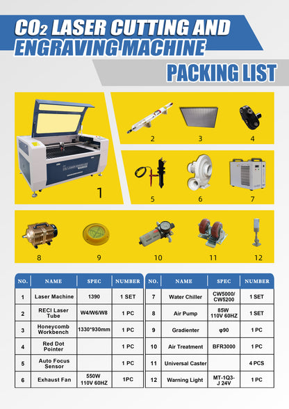 German Stock SFX-1390 CO₂ Laser Cutting and Engraving Machine for Wood, Acrylic, Leather & Non-Metal Materials