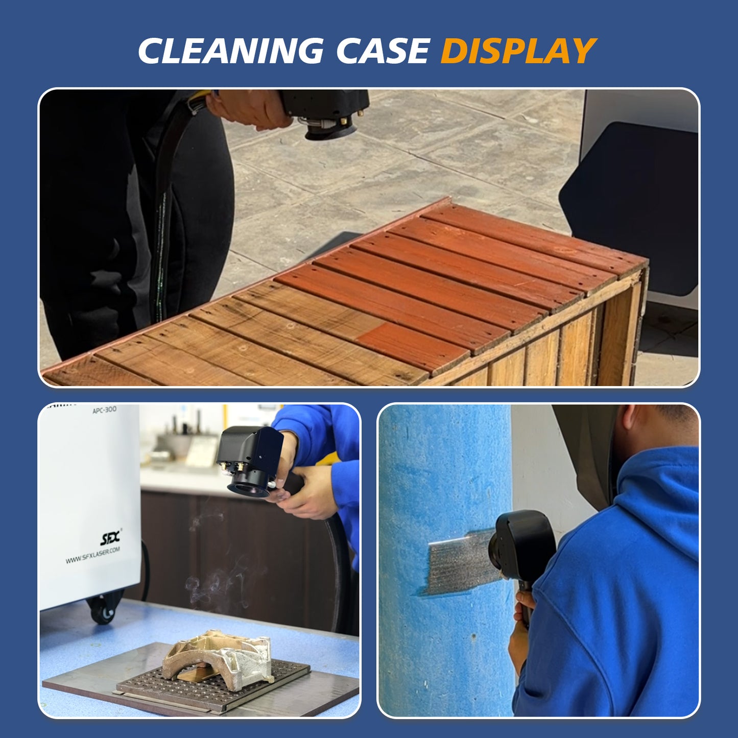 Air Cooled Laser Cleaning Machine for Wood, Rust & Paint 200W 300W 500W Portable Pulse Laser Stripping Machine For Furniture Restoration