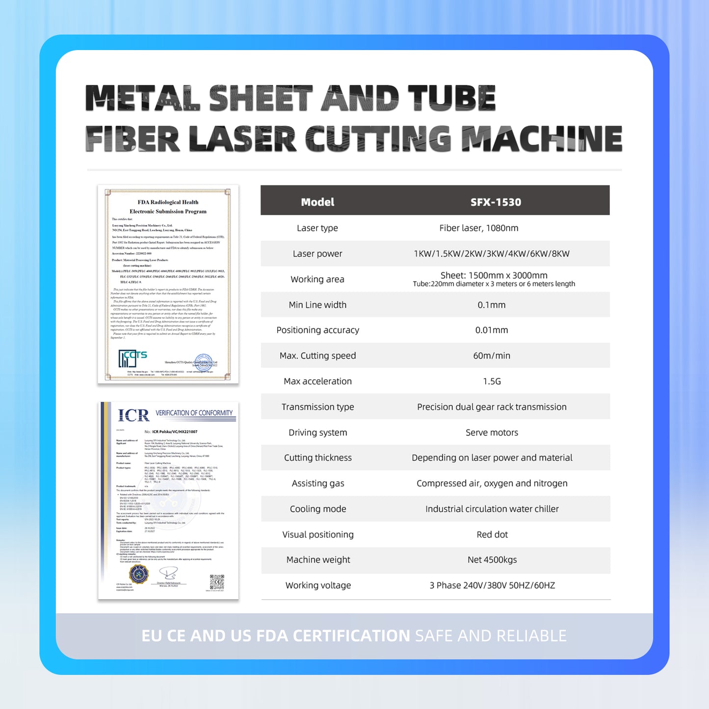 Plate and Tube Fiber cutting machine 2000/3000/6000W Fiber Laser Cutter Metal sheet and tube sheet 1500x3000mm tube 220mm diamters x6m engraving and cutting in one