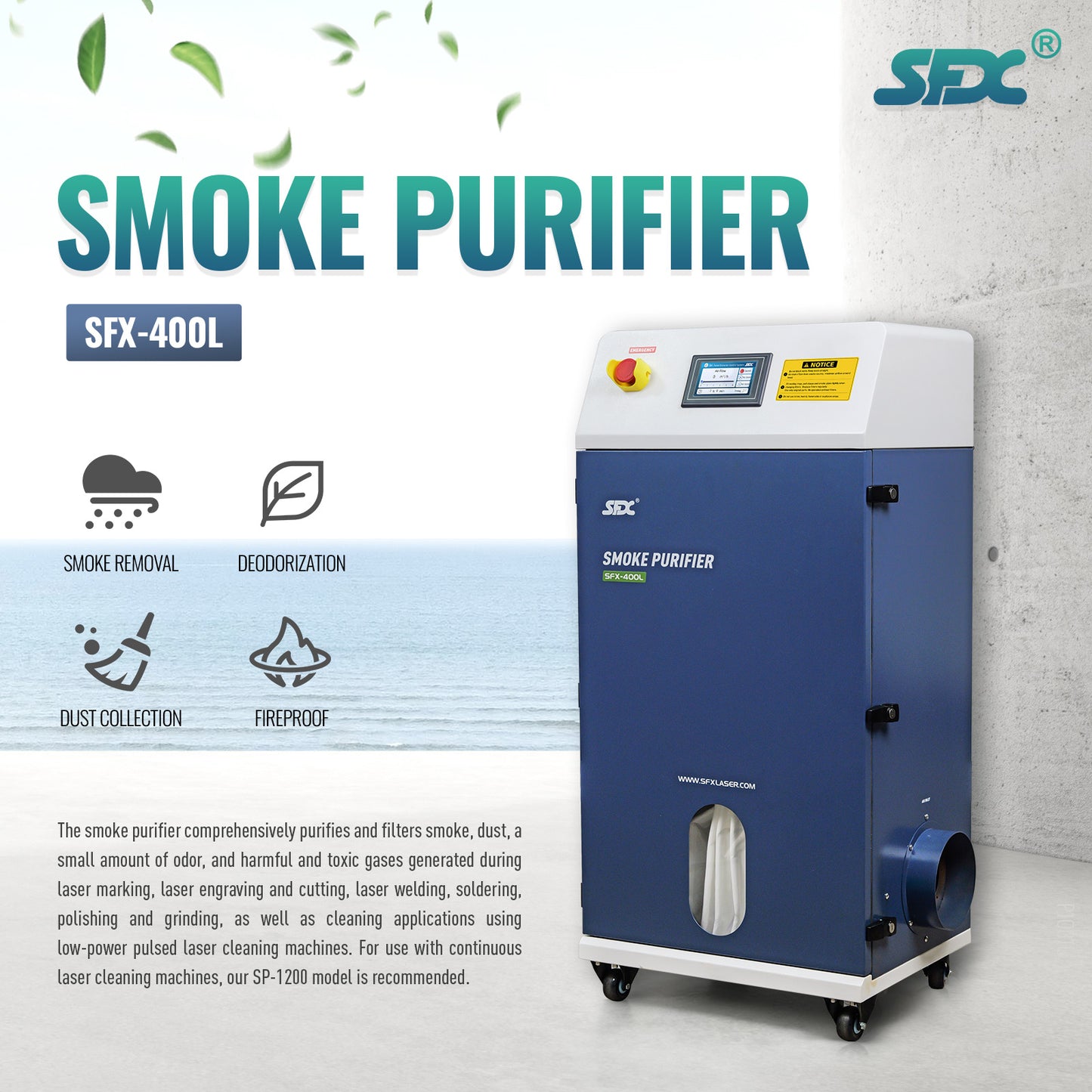 SFX 400L Industrial Laser Soldering Smoke Dust Purify Machine Fume Extractor Air Purifier