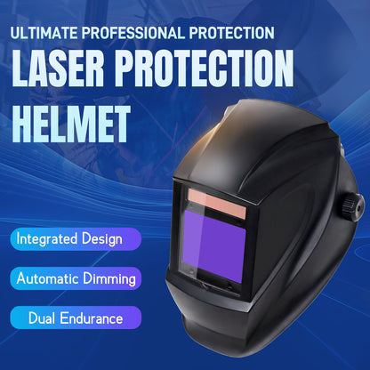 Laser Safety Helmet Auto Darkening Laser Welding Helmet Intelligent Automatic Dimming OD8+ 180° Flip Dual Power Supply Ideal for Laser Welding Machine and Laser Cleaning Machine