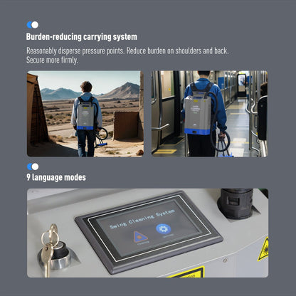 200W Backpack Laser Cleaning Machine with Self - Propelled Laser Rust Remover Uniform Cleaning Suitable for Paint/Oil Removal - SFX SolutionBackpack Laser Cleaning Machine