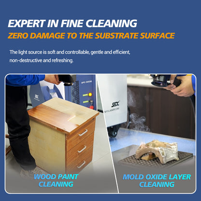 Air Cooled Laser Cleaning Machine for Wood, Rust & Paint 200W 300W 500W Portable Pulse Laser Stripping Machine For Furniture Restoration