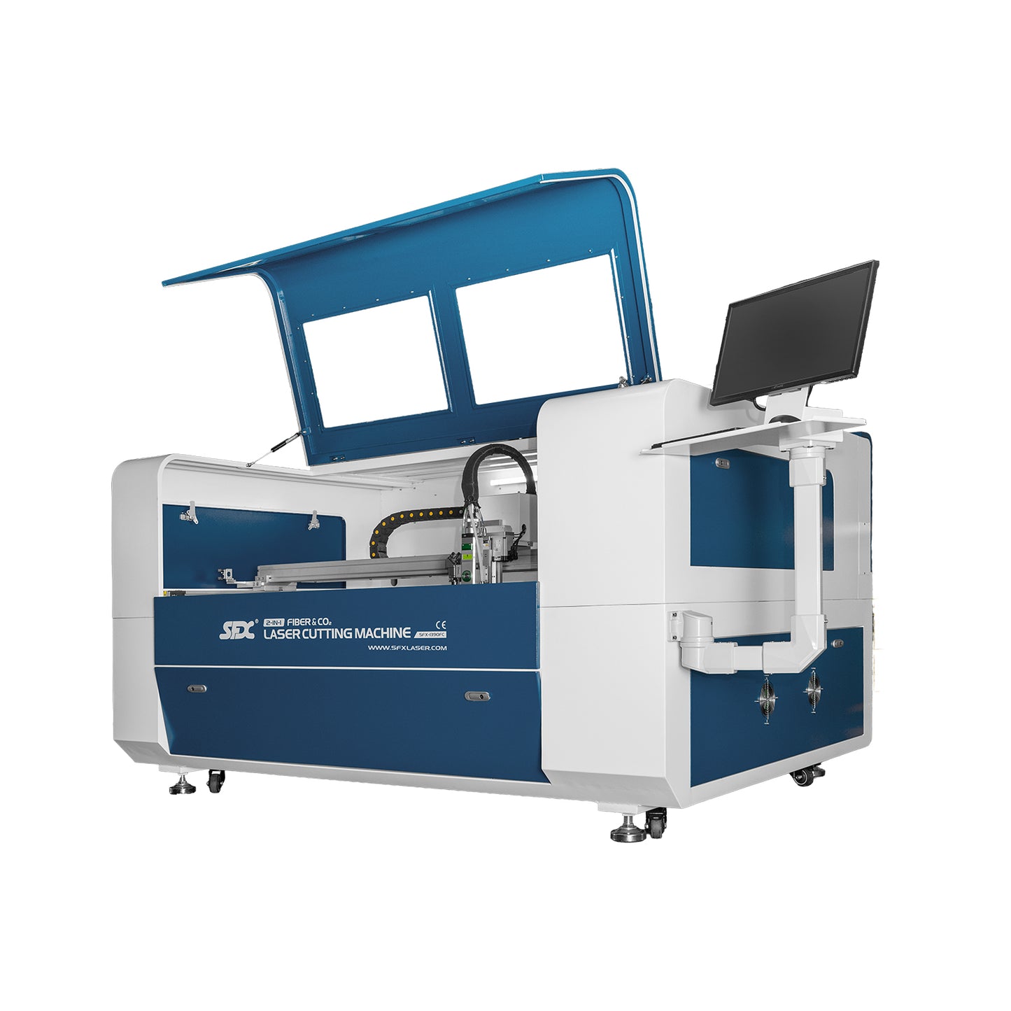 SFX Fiber/CO2 Integrated Cutting Machine 1500W MAX Fiber Laser 130W-180W CO2 Metal/Non-metal Cutting Machine 1300×900mm (51.2×35.4 inches)