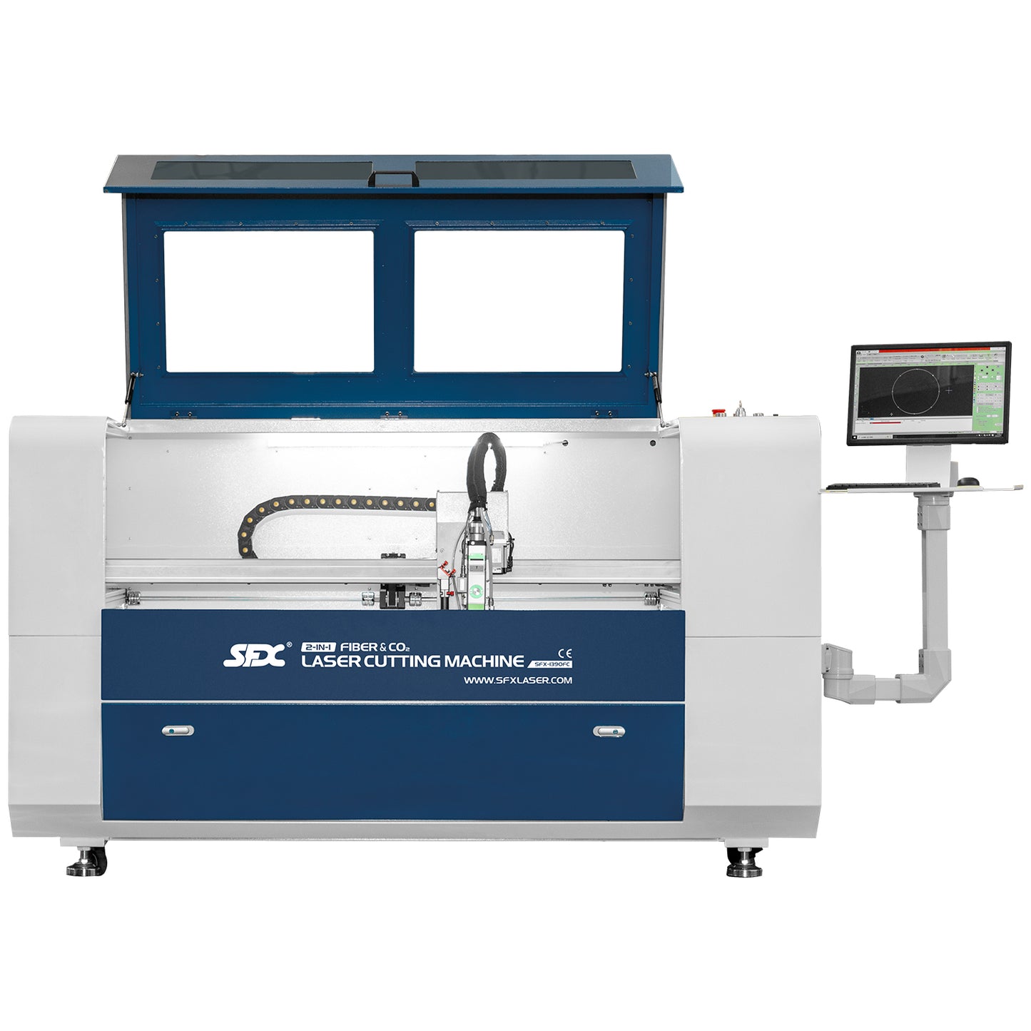 SFX Fiber/CO2 Integrated Cutting Machine 1500W MAX Fiber Laser 130W-180W CO2 Metal/Non-metal Cutting Machine 1300×900mm (51.2×35.4 inches)
