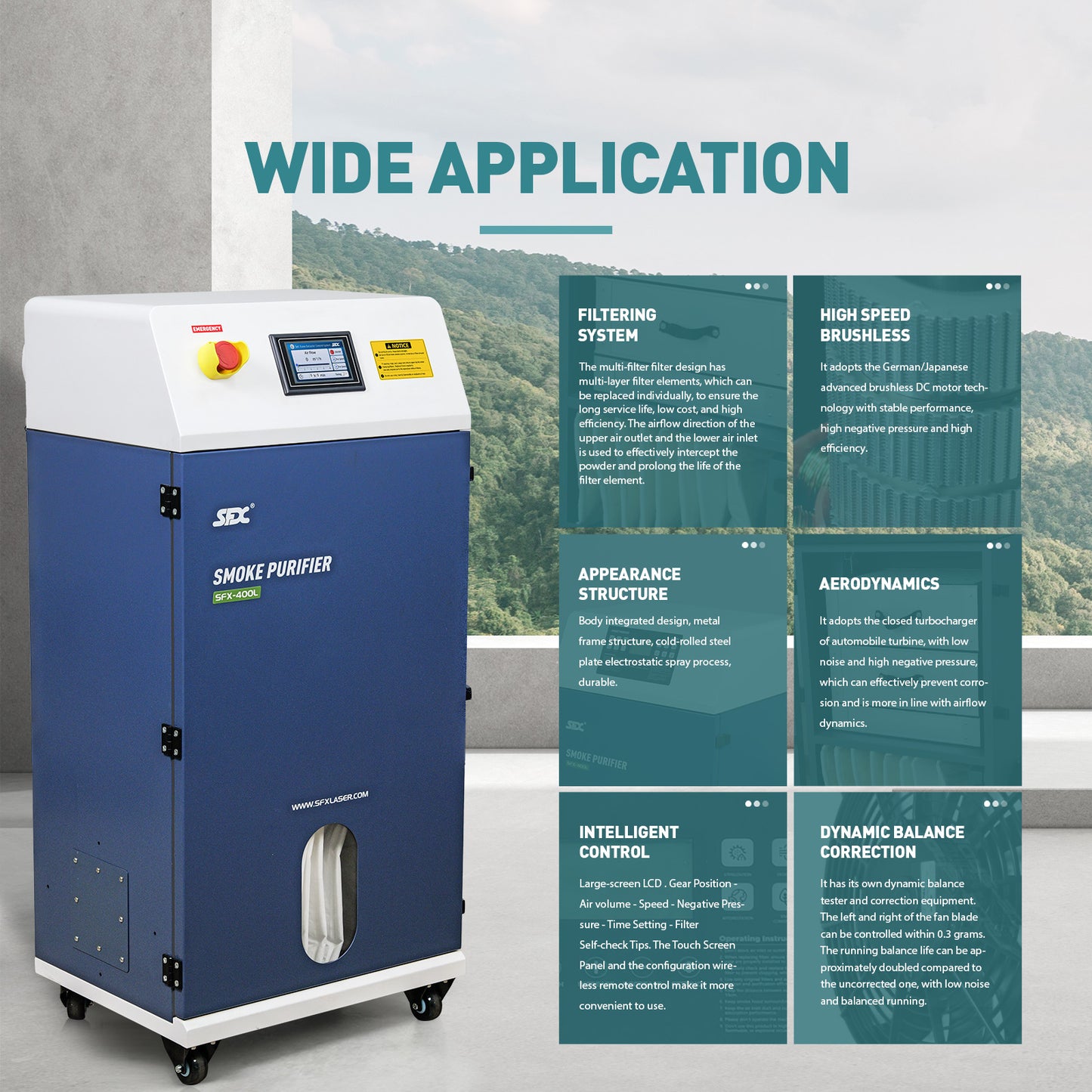 SFX 400L Industrial Laser Soldering Smoke Dust Purify Machine Fume Extractor Air Purifier