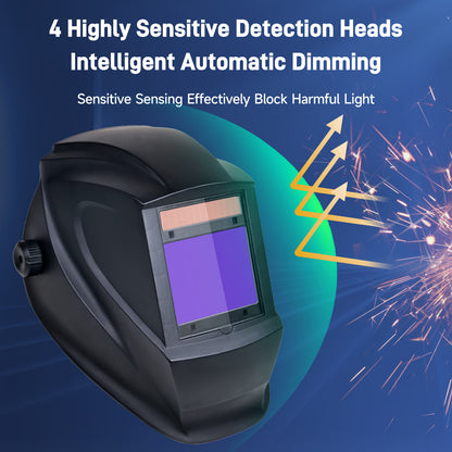 Laser Safety Helmet Auto Darkening Laser Welding Helmet Intelligent Automatic Dimming OD8+ 180° Flip Dual Power Supply Ideal for Laser Welding Machine and Laser Cleaning Machine