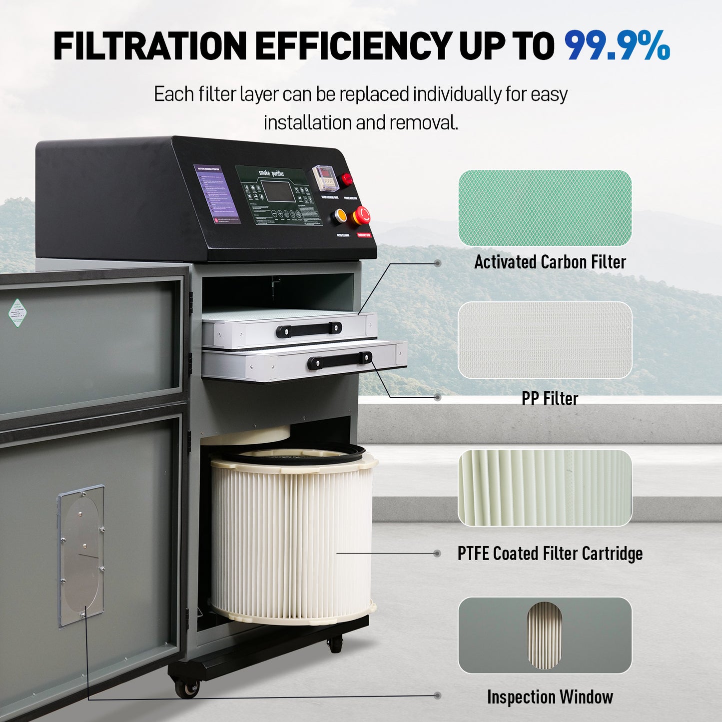 SFX 1200W High-Power Smoke Purifier with Auto Pulse Cleaning Industrial Laser Soldering Smoke Dust Purify Machine Fume Extractor Air Purifier
