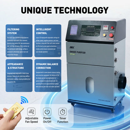 SFX 1200W High-Power Smoke Purifier with Auto Pulse Cleaning Industrial Laser Soldering Smoke Dust Purify Machine Fume Extractor Air Purifier