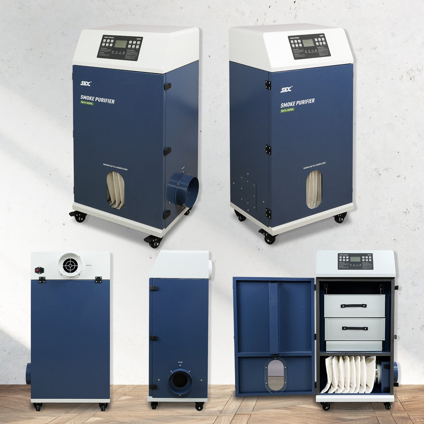 SFX 400L Industrial Laser Soldering Smoke Dust Purify Machine Fume Extractor Air Purifier