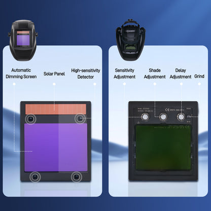 Laser Safety Helmet Auto Darkening Laser Welding Helmet Intelligent Automatic Dimming OD8+ 180° Flip Dual Power Supply Ideal for Laser Welding Machine and Laser Cleaning Machine
