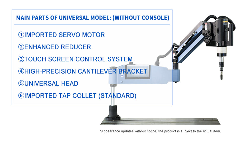 M6-M36 Electric Tapping Machine with Tap Collets 1180mm Arm 360 Degree ...
