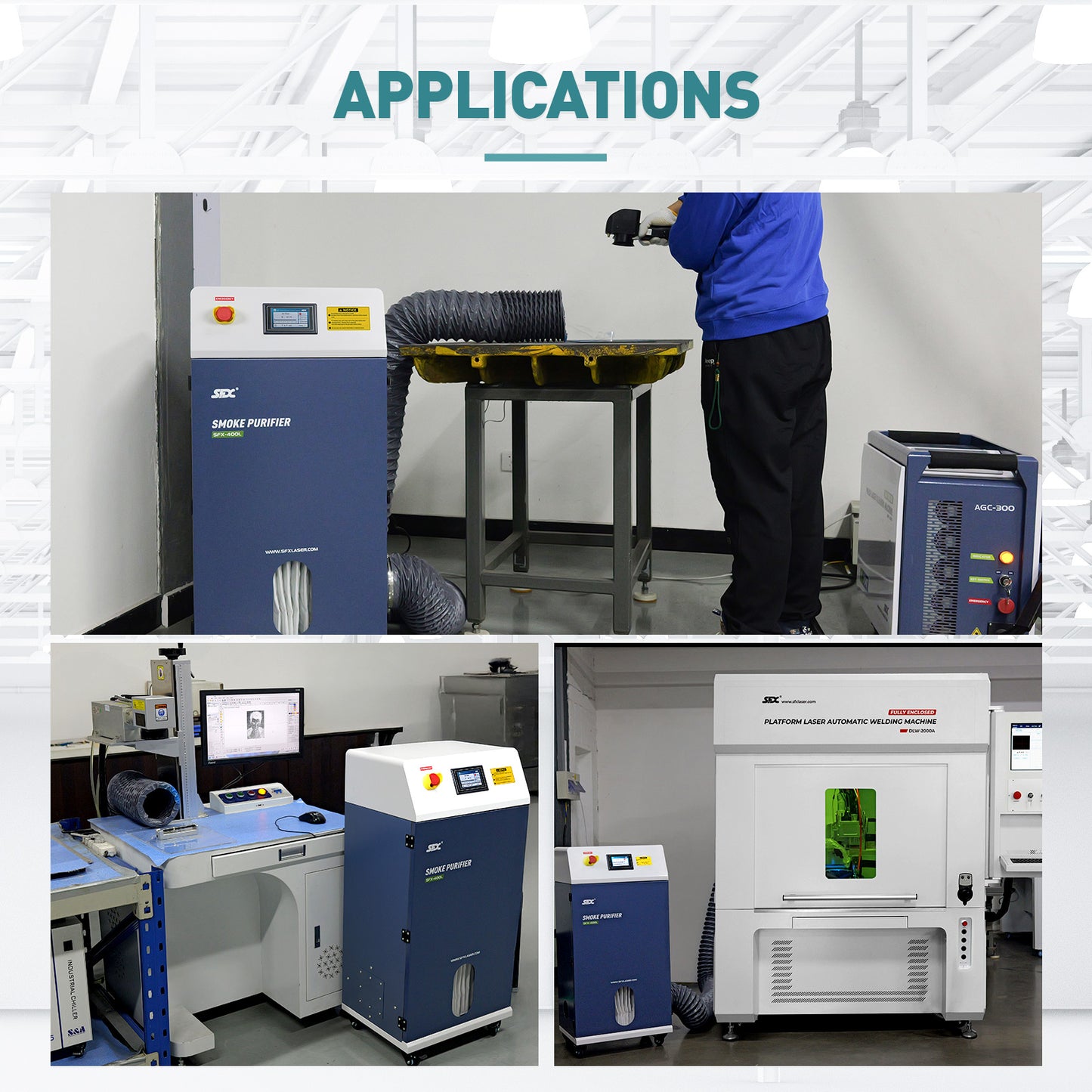 SFX 400L Industrial Laser Soldering Smoke Dust Purify Machine Fume Extractor Air Purifier