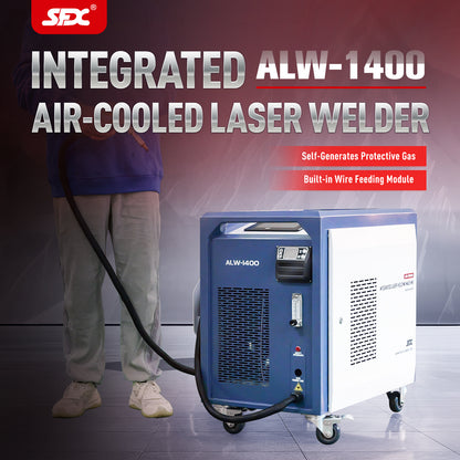1400W Integrated Air-Cooled Laser Welding Machine No External Gas Required Built-in Auto Wire Feeder Air Cooled Handheld Laser Welder for Aluminum, Stainless Steel, Copper