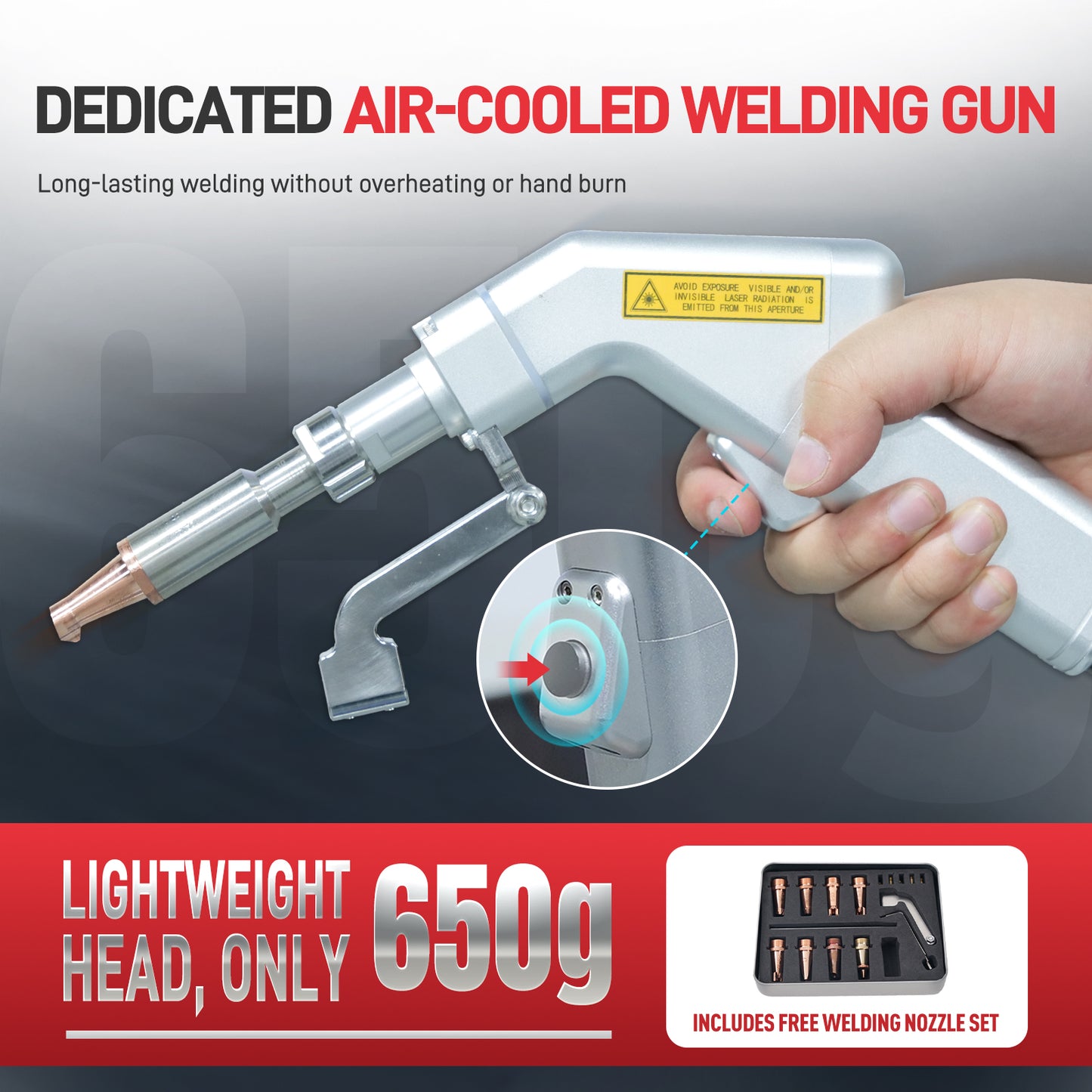 1400W Integrated Air-Cooled Laser Welding Machine No External Gas Required Built-in Auto Wire Feeder Air Cooled Handheld Laser Welder for Aluminum, Stainless Steel, Copper