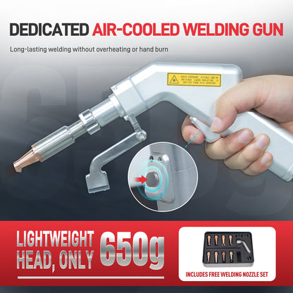 1400W Integrated Air-Cooled Laser Welding Machine No External Gas Required Built-in Auto Wire Feeder Air Cooled Handheld Laser Welder for Aluminum, Stainless Steel, Copper