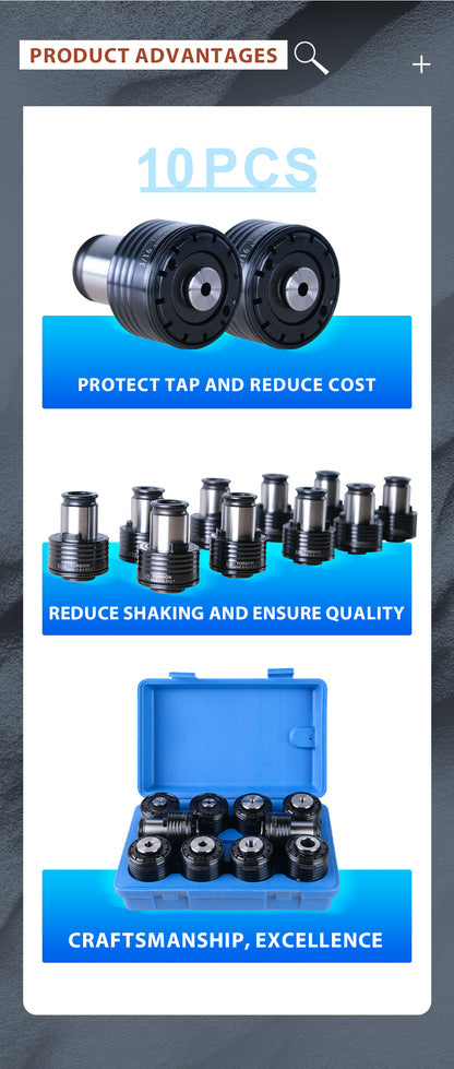 US Stock TC820 ANSI Collets 10pcs ANSI TC820 Tapping Adapters 8,5/32", 10,3/16", 14,1/4", 5/16", 3/8", 1/2'', 9/16", 5/8", 11/16", 13/16''  for M24 Electric Tapping Machine