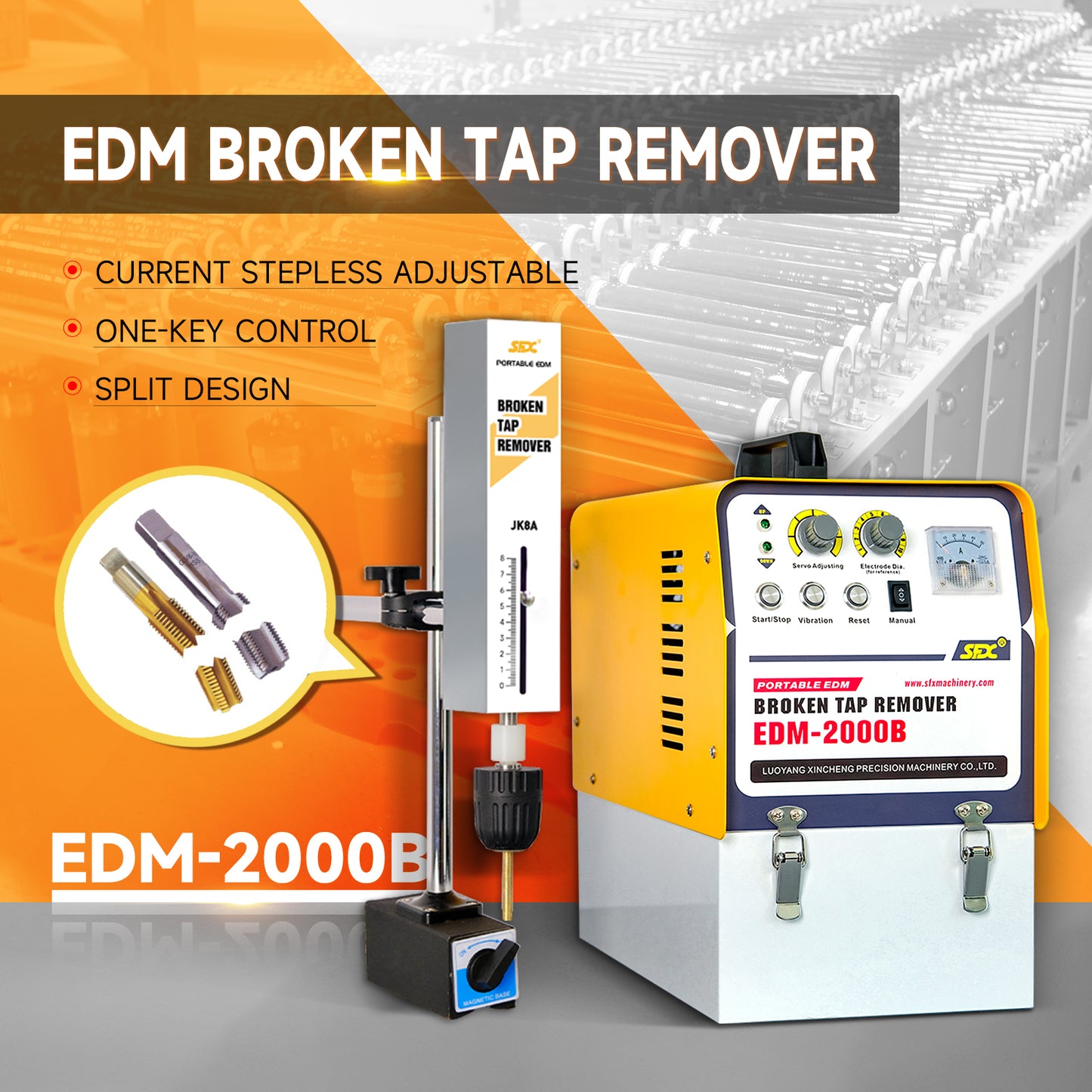 Broken Tap Remover,M2-M36(5/64'' to 1-27/64'') Broken Tap Extractor Portable EDM Drilling Machine Remover Broken Drill,Bolt,Reamer.110V,2000W,Depth Setting