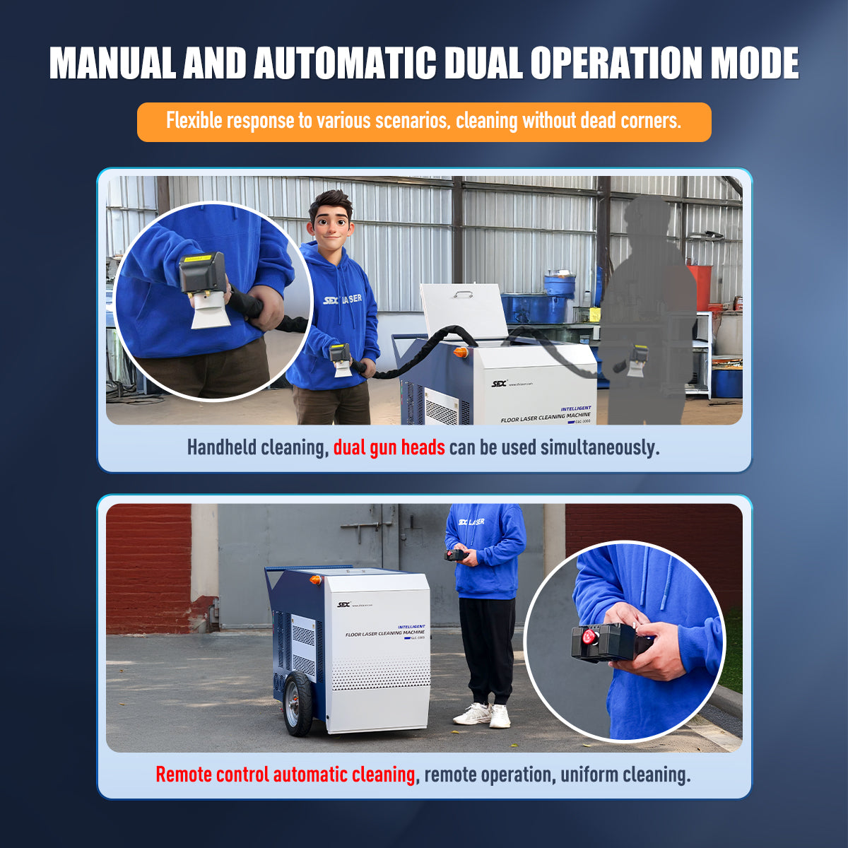 Intelligent Floor Laser Cleaning Machine 3000W Marble Floor Cleaning Machine Floor Rust Oil Remover on Metal/Stone