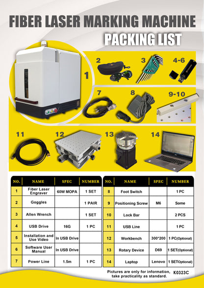 Enclosed Fiber Laser Engraver 20/30/60/80/100W JPT Mopa Laser Marking Machine for metal Engraving