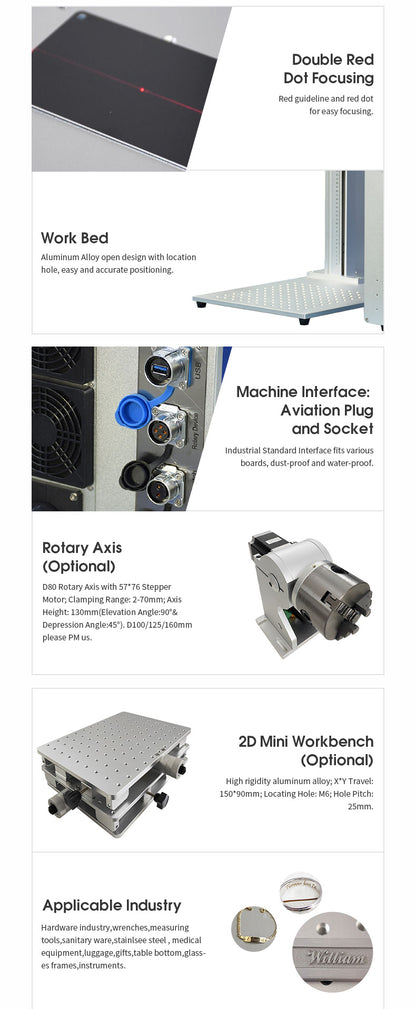 Enclosed Fiber Laser Engraver 20/30/60/80/100W JPT Mopa Laser Marking Machine for metal Engraving