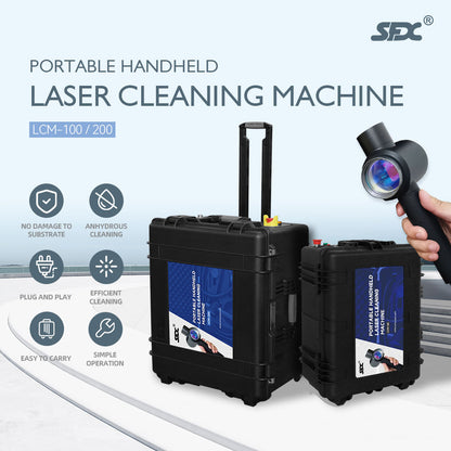 Used Portable 100W Laser Rust Remover Suitcase 100W Fiber JPT Laser Source Pulse Laser Cleaner Efficient Rust, Stain, Plating, and Oil Removal for Metals