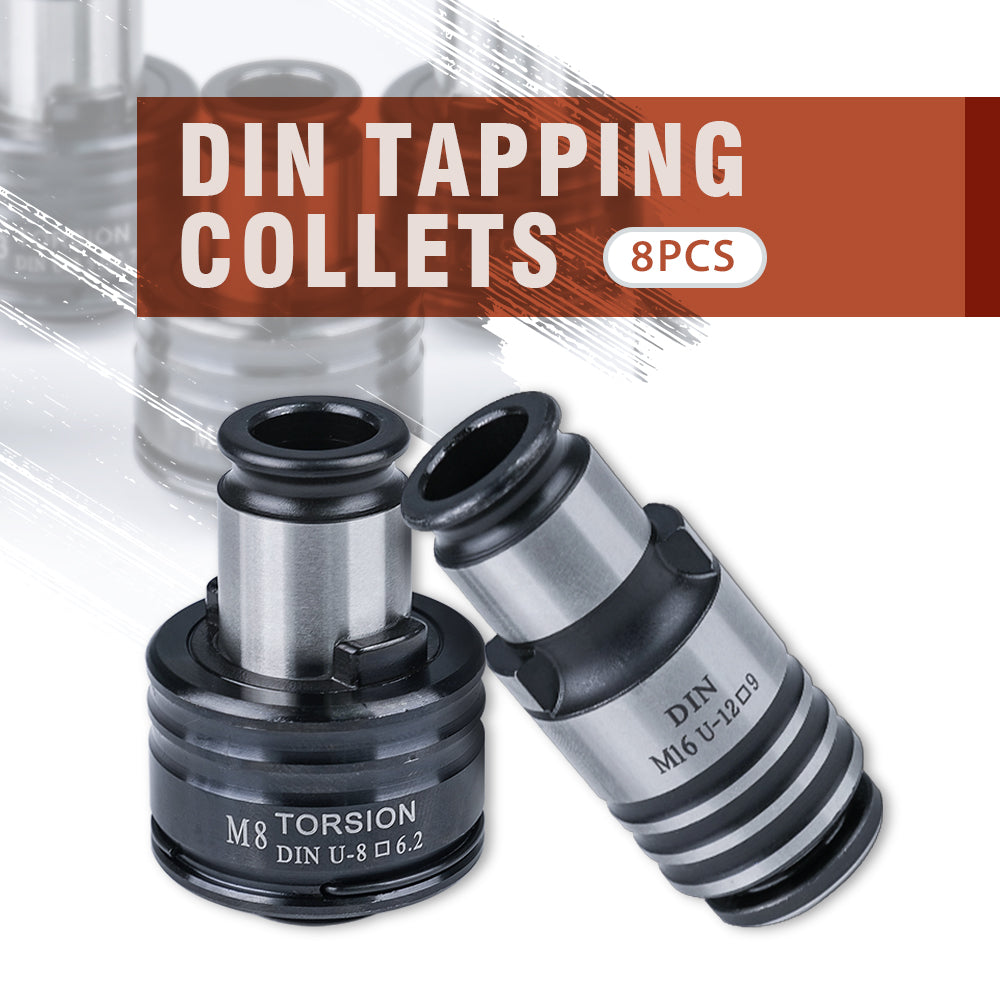 GT12 DIN Tapping Collets Chuck 8PCS Tapping Adapters DIN for M16 Electric Tapping Chuck Clamp Collet M3,M4 M5-M6 M8 M10 M12 M14 M16