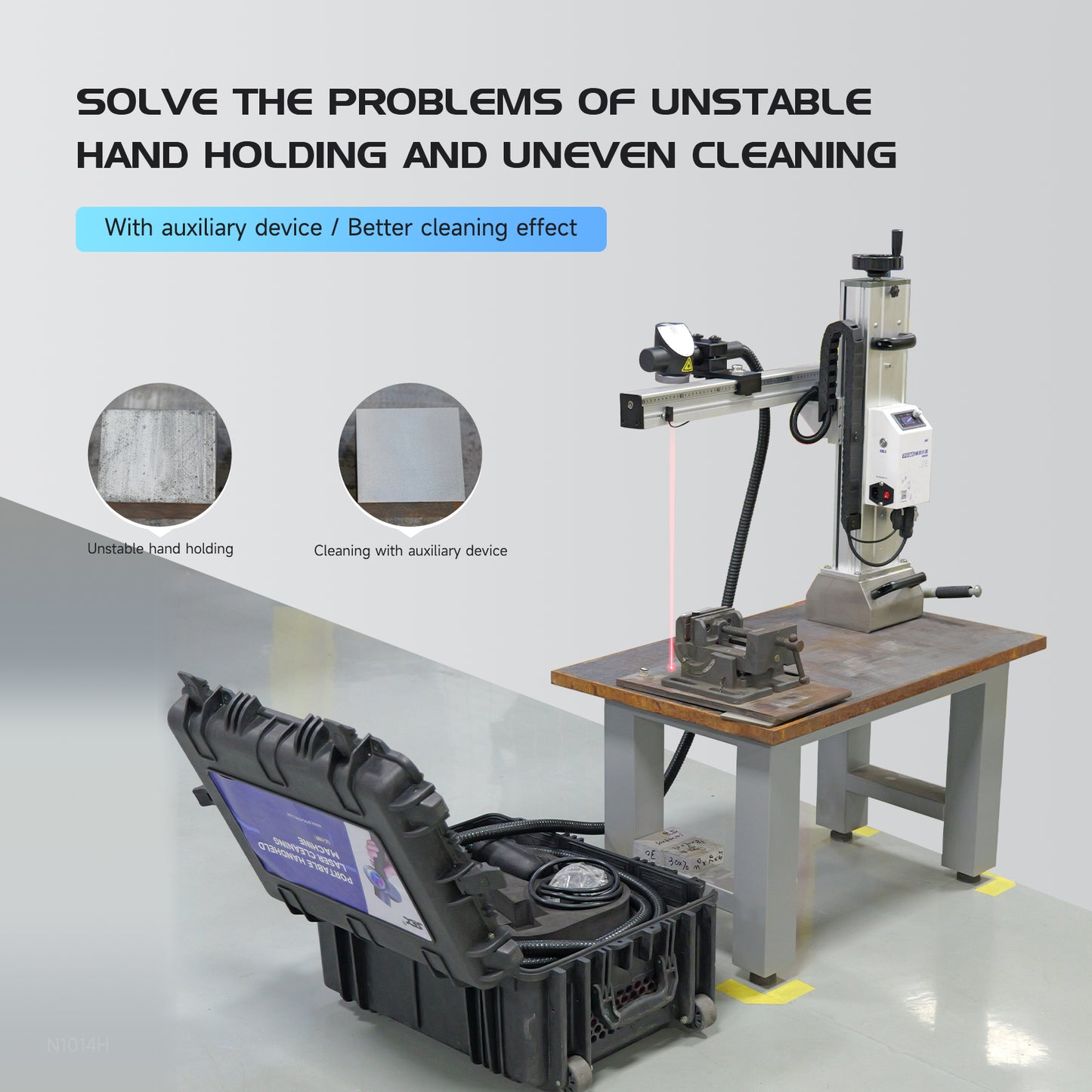 Laser Cleaning Auxiliary Device for Laser Rust Removal 60°Angle Adjustable 9 Cleaning Modes Automatic Even Cleaning with 400KG Magnetic Base