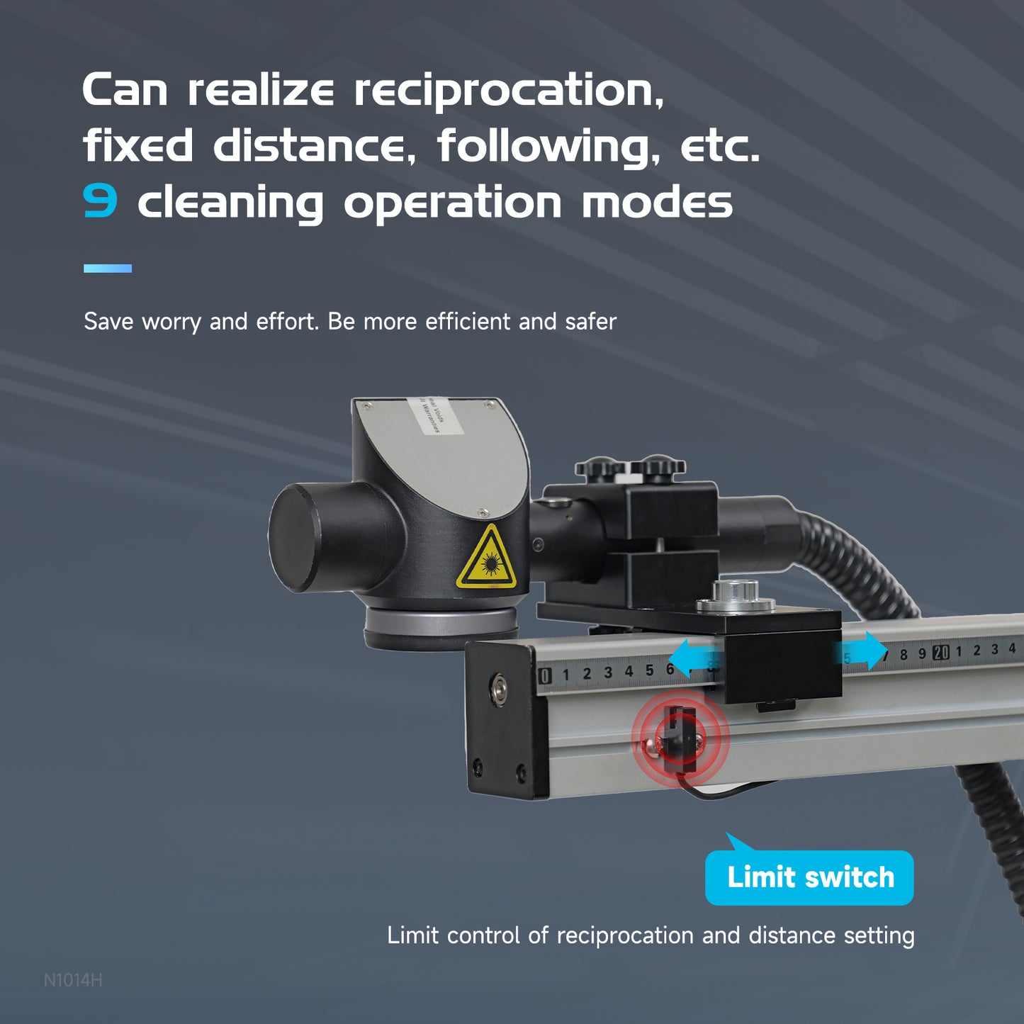 Laser Cleaning Auxiliary Device for Laser Rust Removal 60°Angle Adjustable 9 Cleaning Modes Automatic Even Cleaning with 400KG Magnetic Base