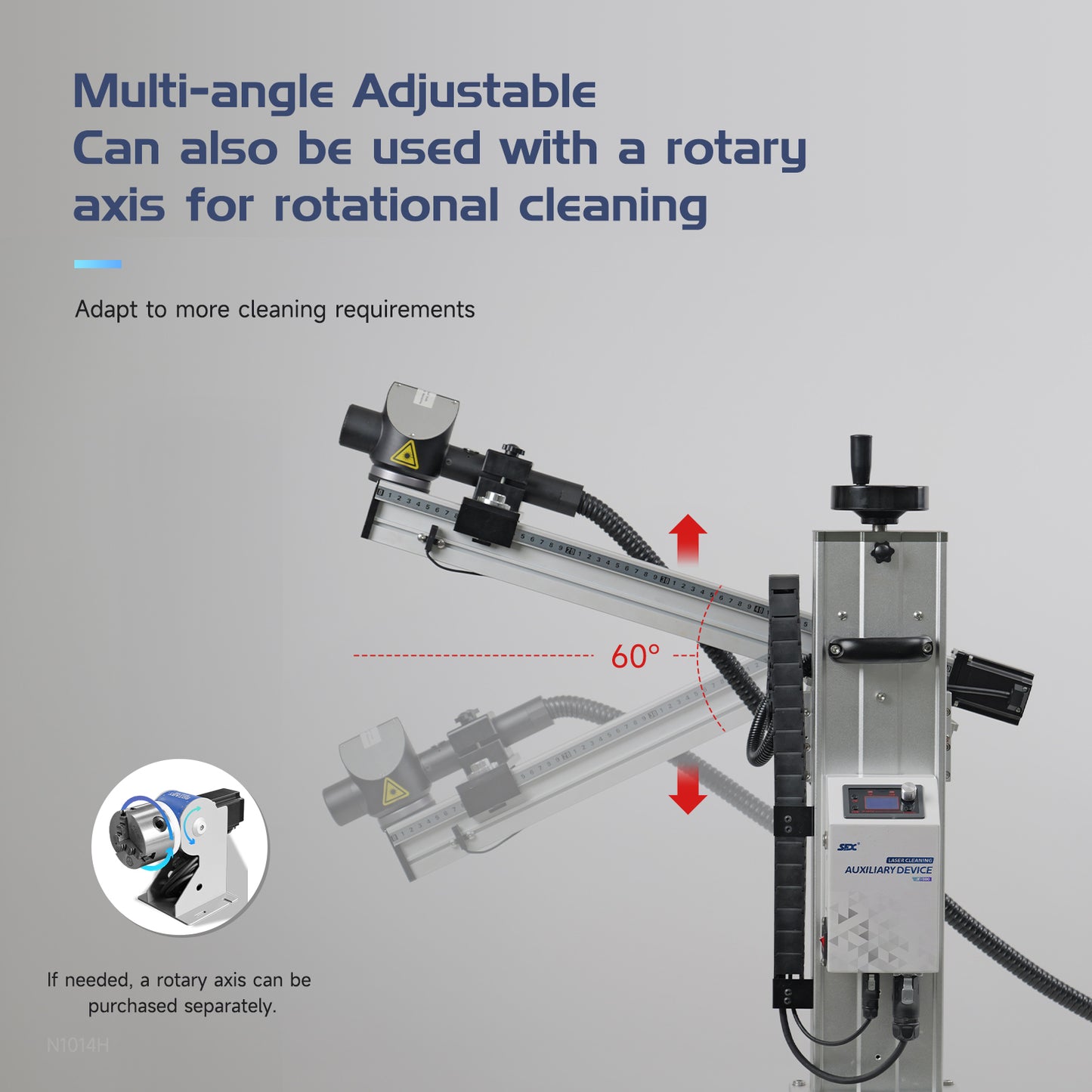 Laser Cleaning Auxiliary Device for Laser Rust Removal 60°Angle Adjustable 9 Cleaning Modes Automatic Even Cleaning with 400KG Magnetic Base