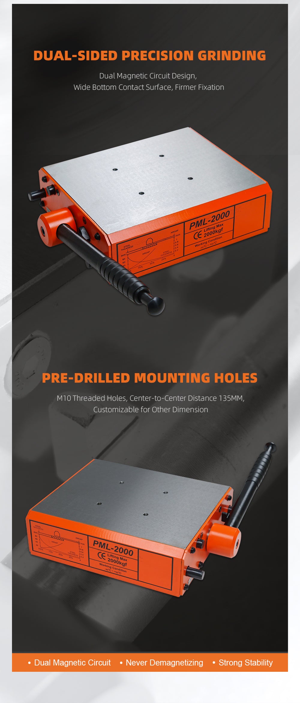 Magnetic Base for M48R Tapping Machine Mobile Base Magnet with 2000Kg  Clamping Force